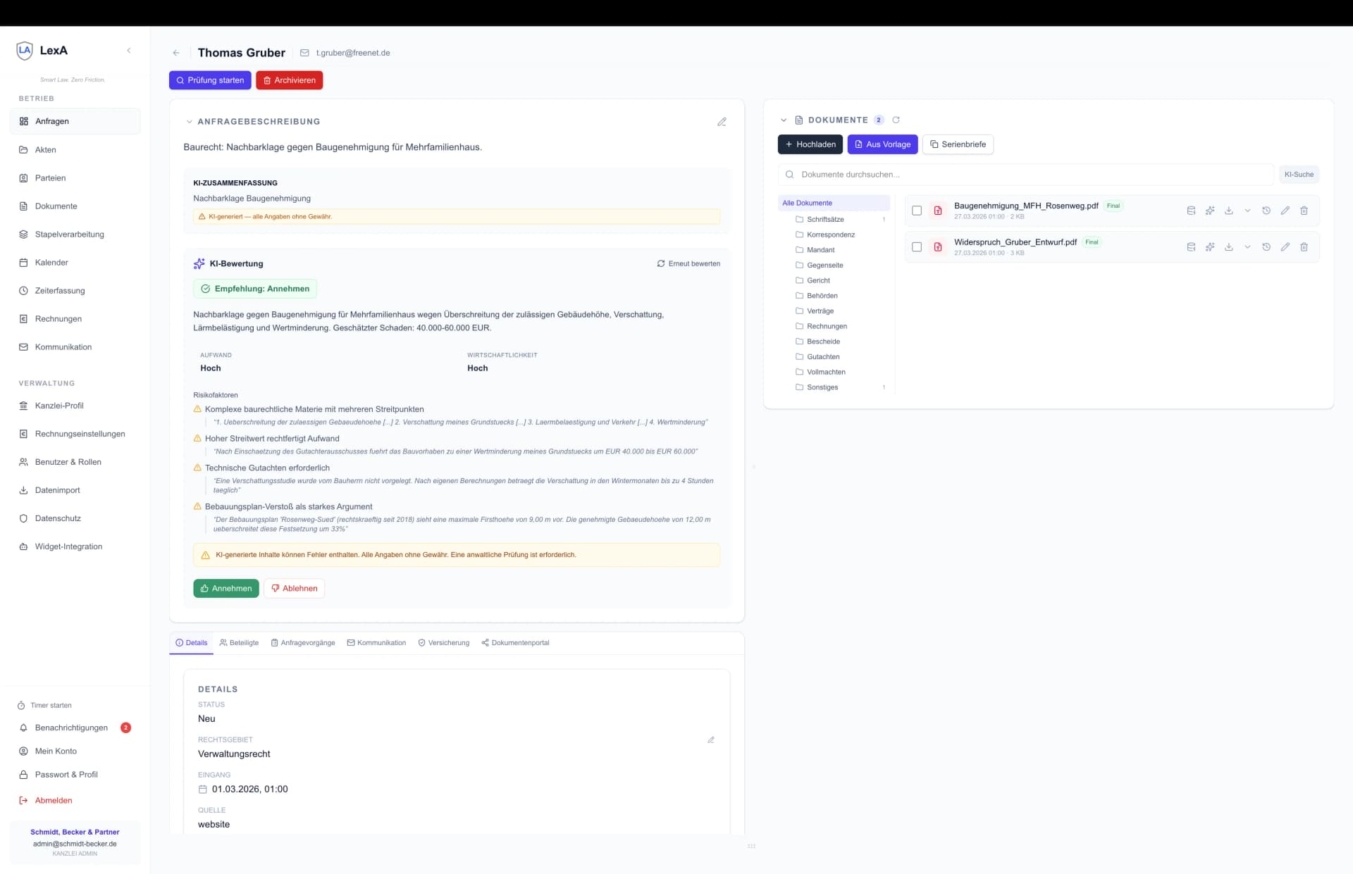 Lead mit KI-Triage, KI-Bewertung und Kollisionsprüfung